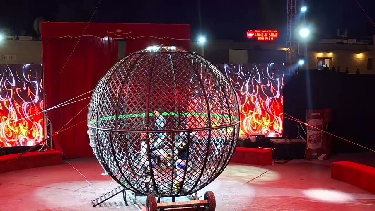 Exciting Death ball show at the global circus