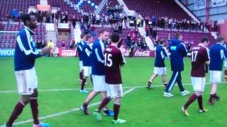 Hearts do a lap of honour in front of a loyal Tyncastle support.