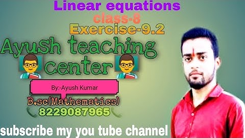 Linear equations rd Sharma book class-8 exercise- 9.2!! Q1 to 8 // by-Ayush sir