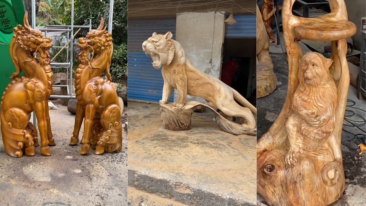 Beautiful Lion Woodcarving Best woodworking YouTube