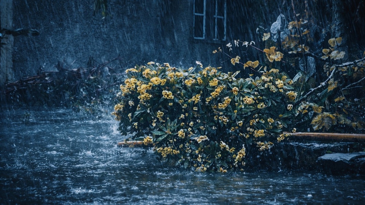 Powerful Rain Flooding the Garden  Realistic Rain Ambience