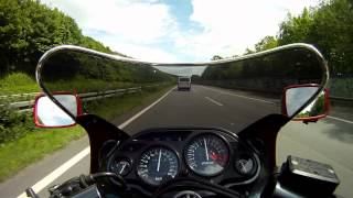 Kawasaki ZZR 600 auf der Autobahn, GoPro HD Halter hält auch bei 240 Km/h