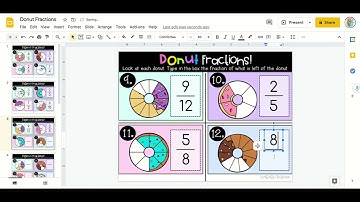 Donut Fractions: Google Slides - Recognizing Fractions (halves to twelfths)