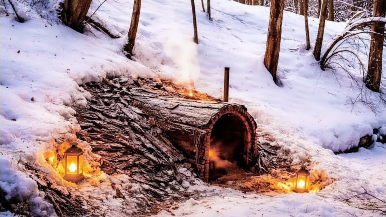 Building a Warm and Cozy Dugout Shelter Deep in the Hill - YouTube