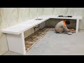 Techniques construction and install kitchen table family with ceramic tiles white luxury