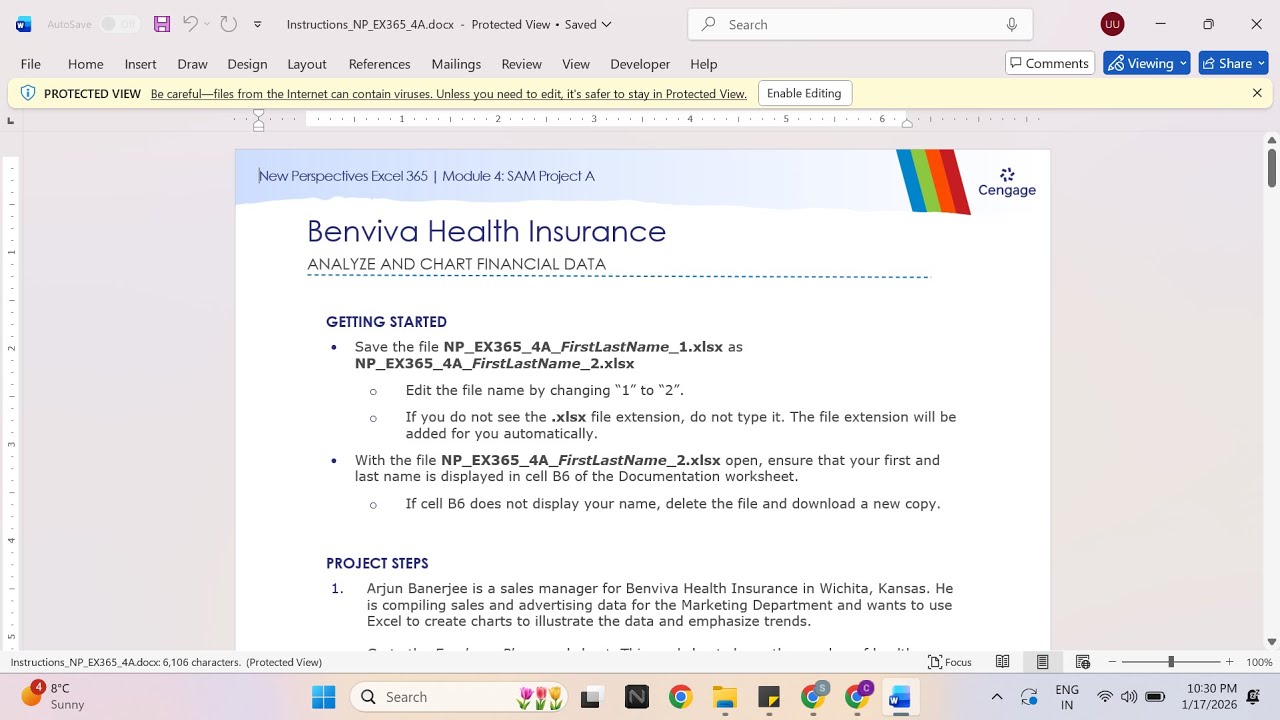 New Perspectives Excel 365 | Module 4: SAM Project A Benviva Health Insurance
