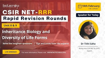 RRR Day 6 : CSIR NET Revision For  Unit 8 & 9 - Inheritance Biology and Diversity of Life Forms