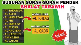 BACAAN SURAH PENDEK SHALAT TARAWIH