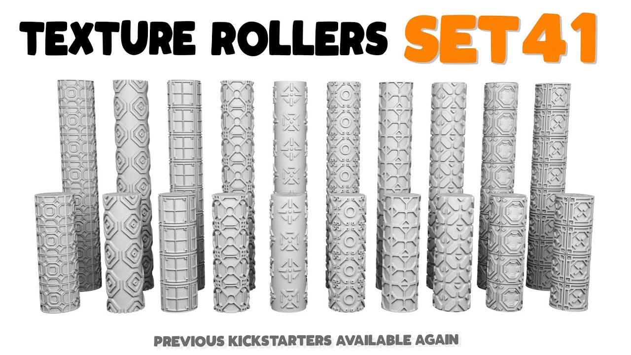 Texture Rollers Set 41 - STL files for 3D Printing