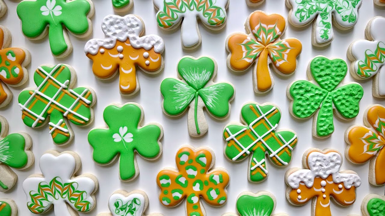 ST. PATRICK'S DAY COOKIES  ☘️ Shamrock Cookies ☘️ Cookie Decorating Compilation