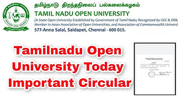 Tamilnadu Open University Today Latest Update👍Happy News
