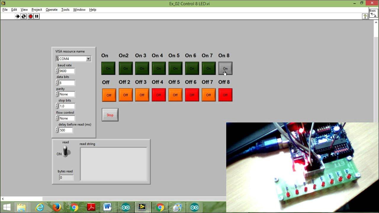 week03-1 Control 8 LED by LabView and Arduino - YouTube
