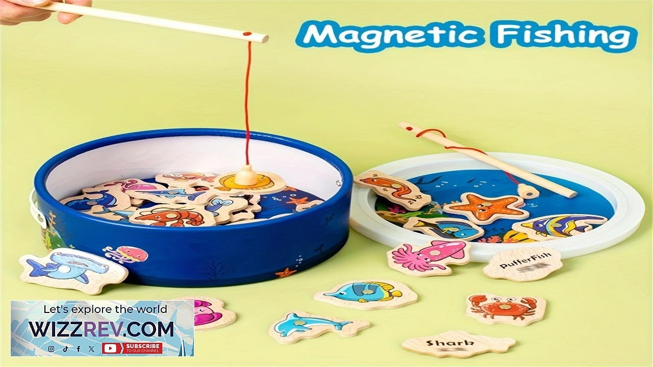 Магнитная деревянная игра «Рыбалка», обучающая игрушка, красочные детали морской жизни, интеракти...