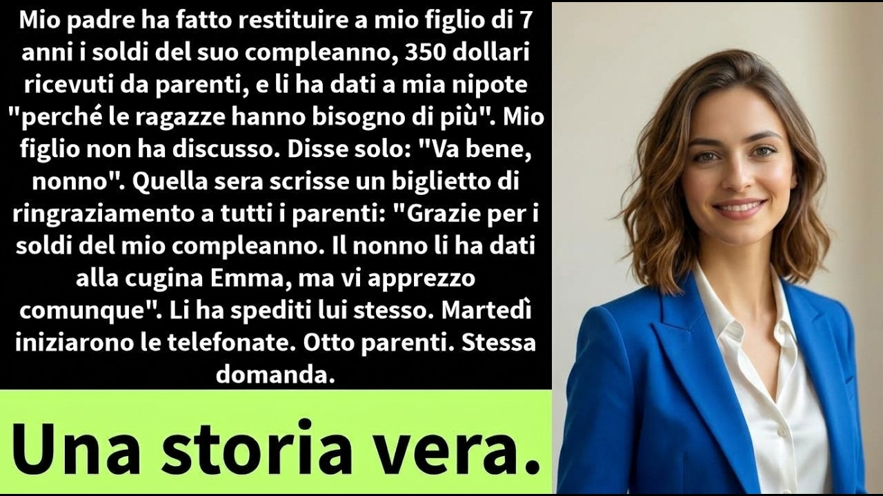 Il giorno del settimo compleanno di mio figlio, mio padre gli ha strappato di mano trecentocinquanta dollari in contanti davanti a tutta la famiglia e li ha consegnati a mia nipote. "Le ragazze...