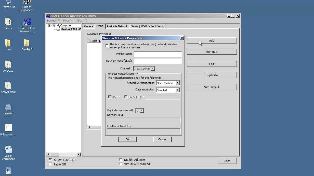 realtek wireless lan utility not associated