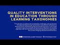 Quality interventions in education through learning taxonomies  iaq qiett q2 2024 webinar