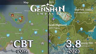 Genshin Impact Map Evolution From CBT 2019 To Version 3.8 2023 Latest Version!!