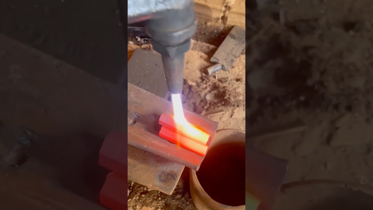 Preparing part for machining with fire. 