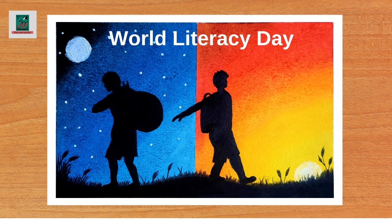 International Literacy Day Drawing || International Literacy Day Poster Drawing With Oil Pastel