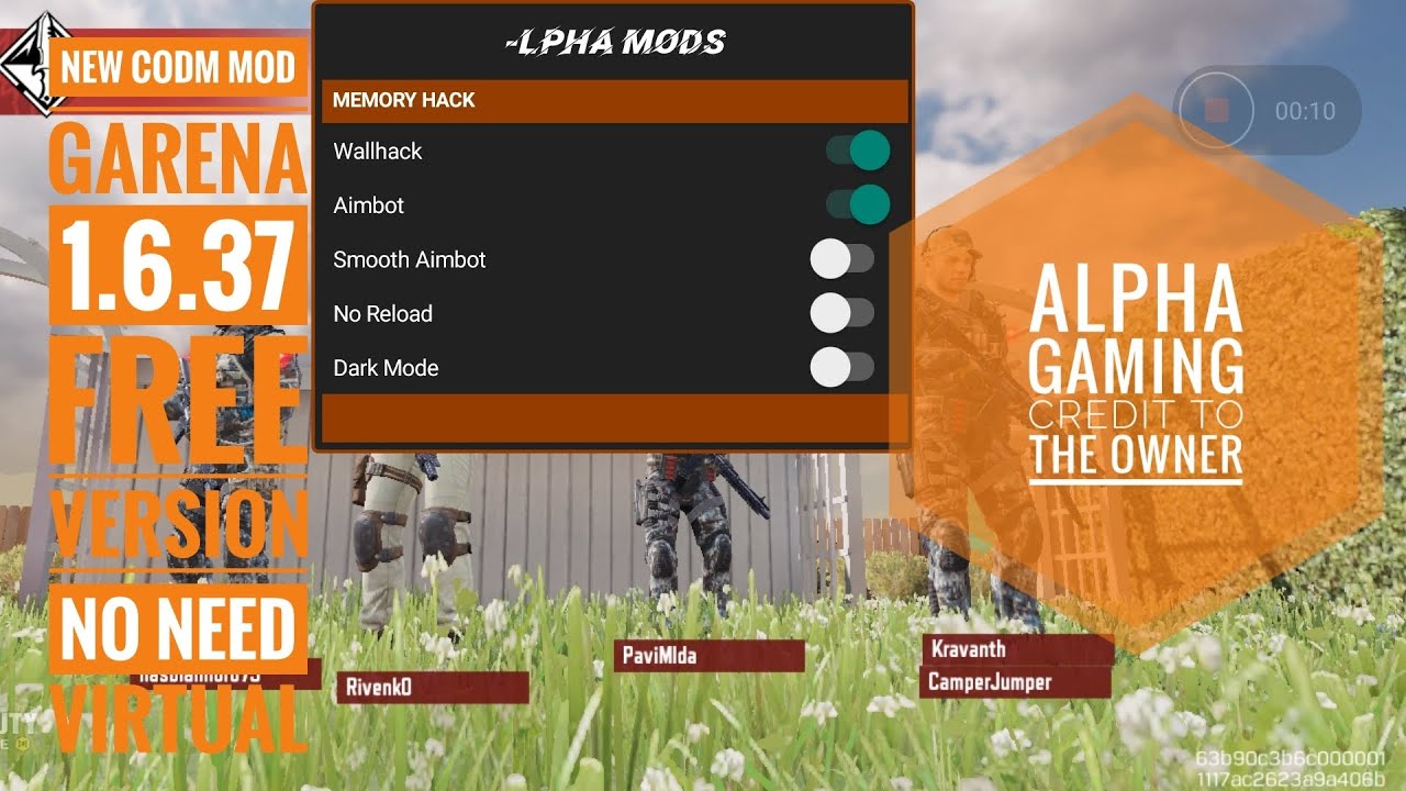 New codm mod garena 1.6.37 Free version no need virtual