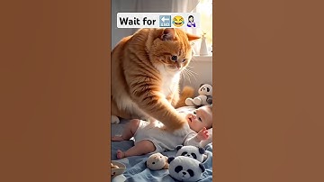 Seeing the baby crying, my cat has been comforting him and wiping his tears. What a heart-warming
