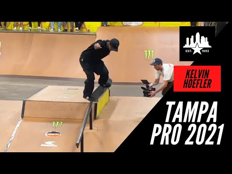 INSANE KICKFLIP CROOK ACROSS THE FLAT DOWN TAMPA PRO 2021 KELVIN HOEFLER