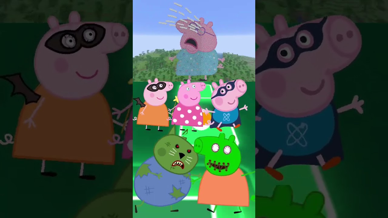 Crying Peppa pig Family Characters Minecraft Tiles Hop 