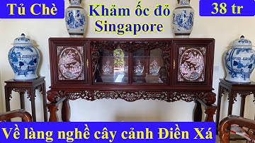 Tủ chè gỗ gụ khảm ốc đỏ cao cấp về làng nghề cây cảnh nổi tiếng tại Nam Định