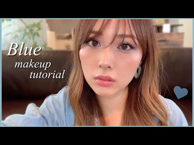 ちょっと濃いめのブルーメイク前髪も切りました‍♀️/Blue Makeup Tutorial!/yurika