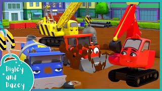 🚧 Muddy Obstacle Course 🚜 | Digley and Dazey | Kids Construction Truck Cartoons