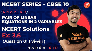 Pair of Linear Equations in Two Variables | NCERT Class 10 Maths Ex 3.6 Q1 (vi-viii) | L14 #Cbse2024