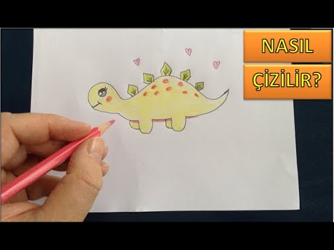 Sevimli Dinozor Çizimi - Kolay Dinozor Çizimi - Easy drawing for kids