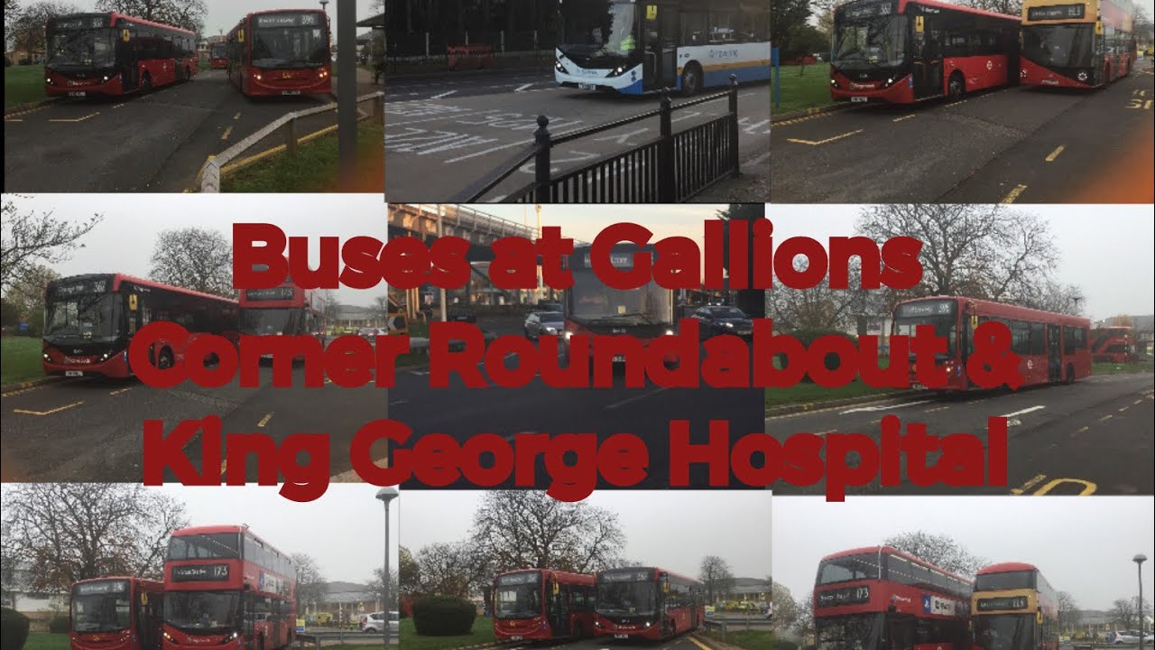 Buses at Gallows Corner Roundabout & King George Hospital.