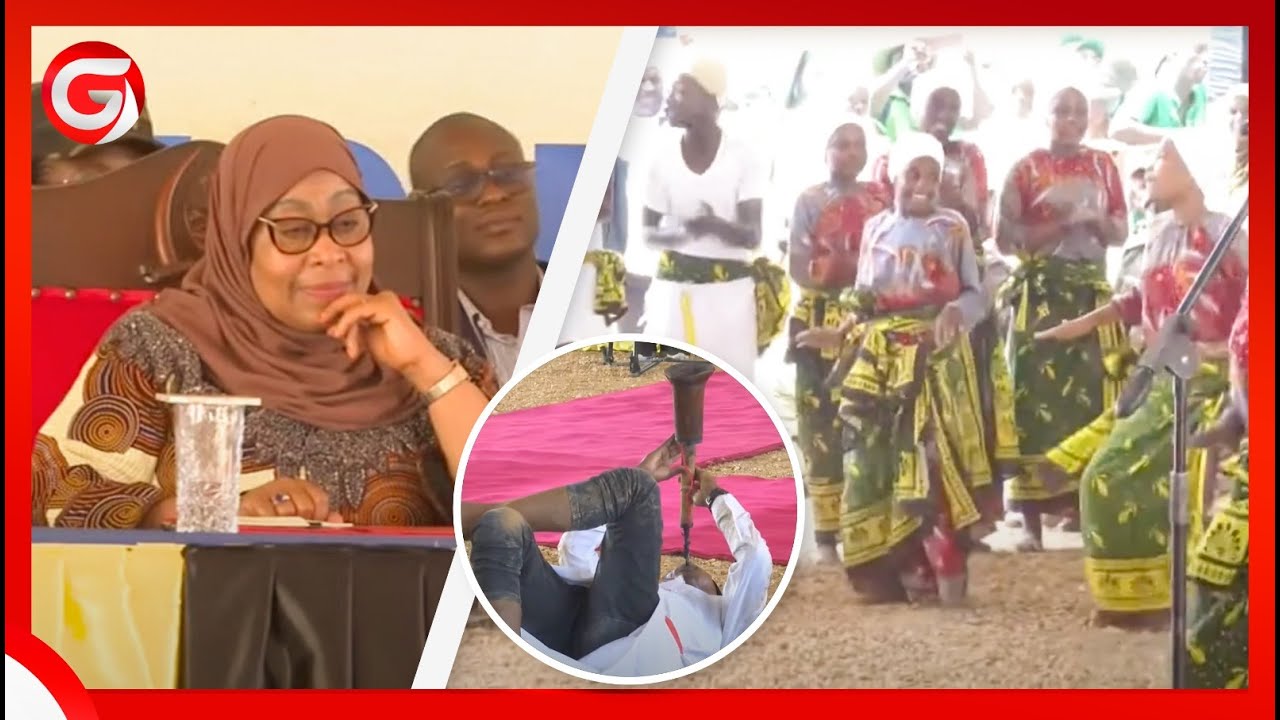 RAIS SAMIA AANGUA KICHEKO AKISHUHUDIA UFUNDI wa MCHEZA NGOMA ya KIBATI.....