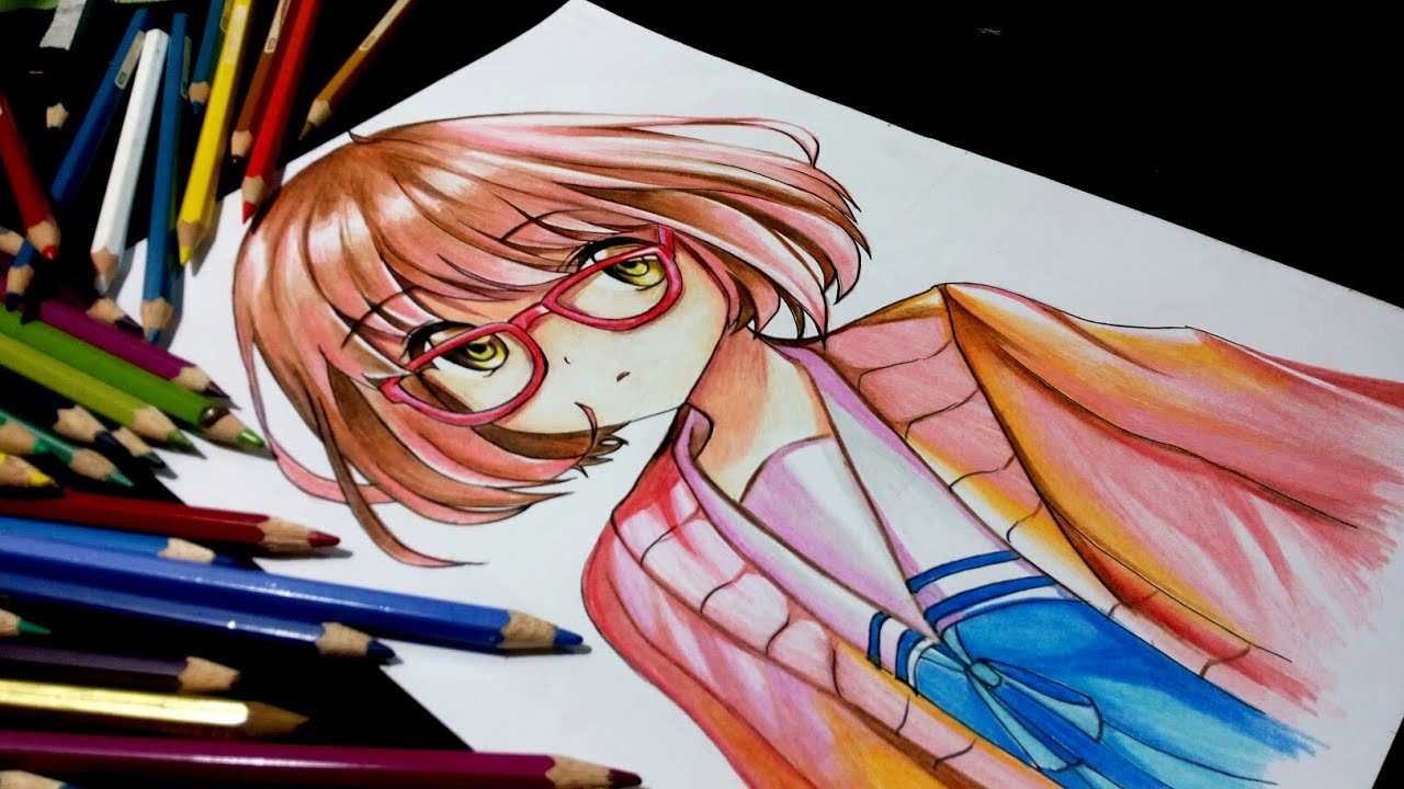 Drawing based on scene in Anime (Kyoukai no Kanata: Mirai Kuriyama) :  r/AnimeSketch