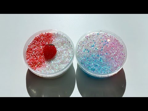 엘머스와 클리어로 빨대난사슬라임 만들기 Straw beads slime Chất nhờn rơm ストロースライム