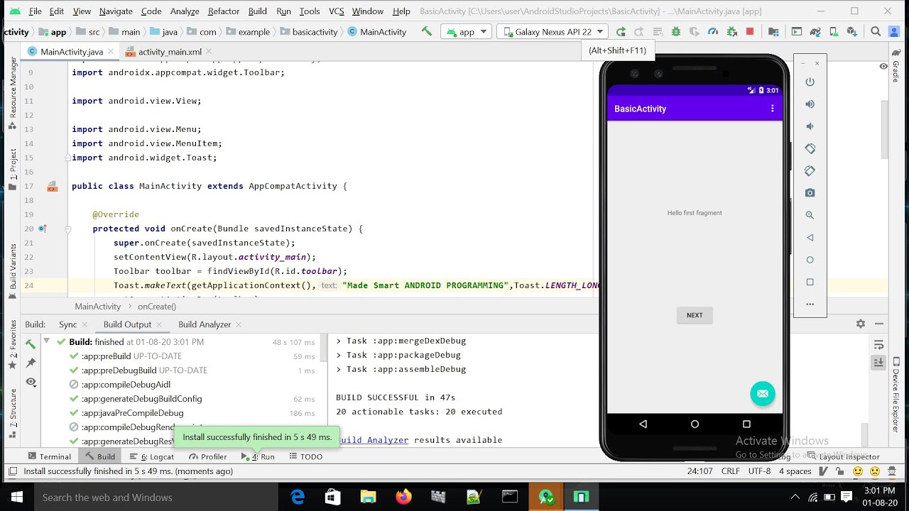 how to set basicActivity in android studio?basic activity in android studio?  - YouTube