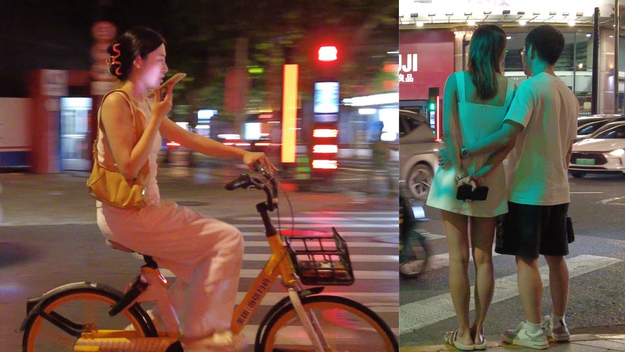 Уличная фотография ночной жизни Шанхая! Элегантная красавица, девушка из бара, энергичная девушка.