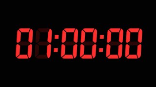 1 Hour Digital Countdown Timer | Black Background | Red Text | No Sounds