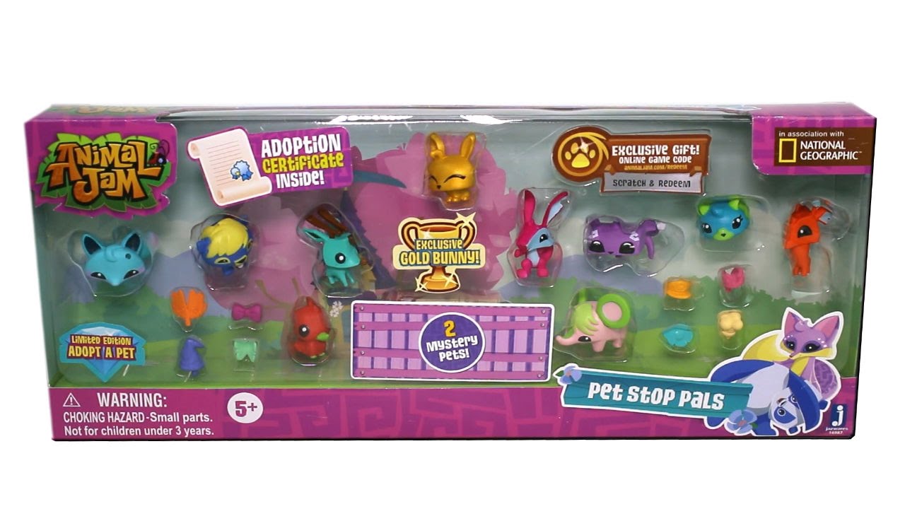 Animal Jam Pet Stop Pals with Exclusive Gold Bunny & 2 Mystery Pets Adopt... 