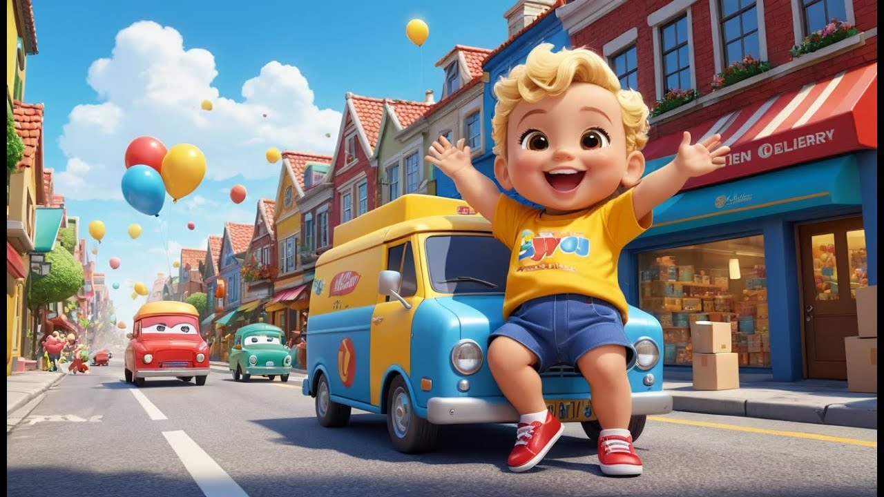 Delivery Van Round the Town | Fun Vehicle Song for Kids | Busy Town Adventure Rhyme