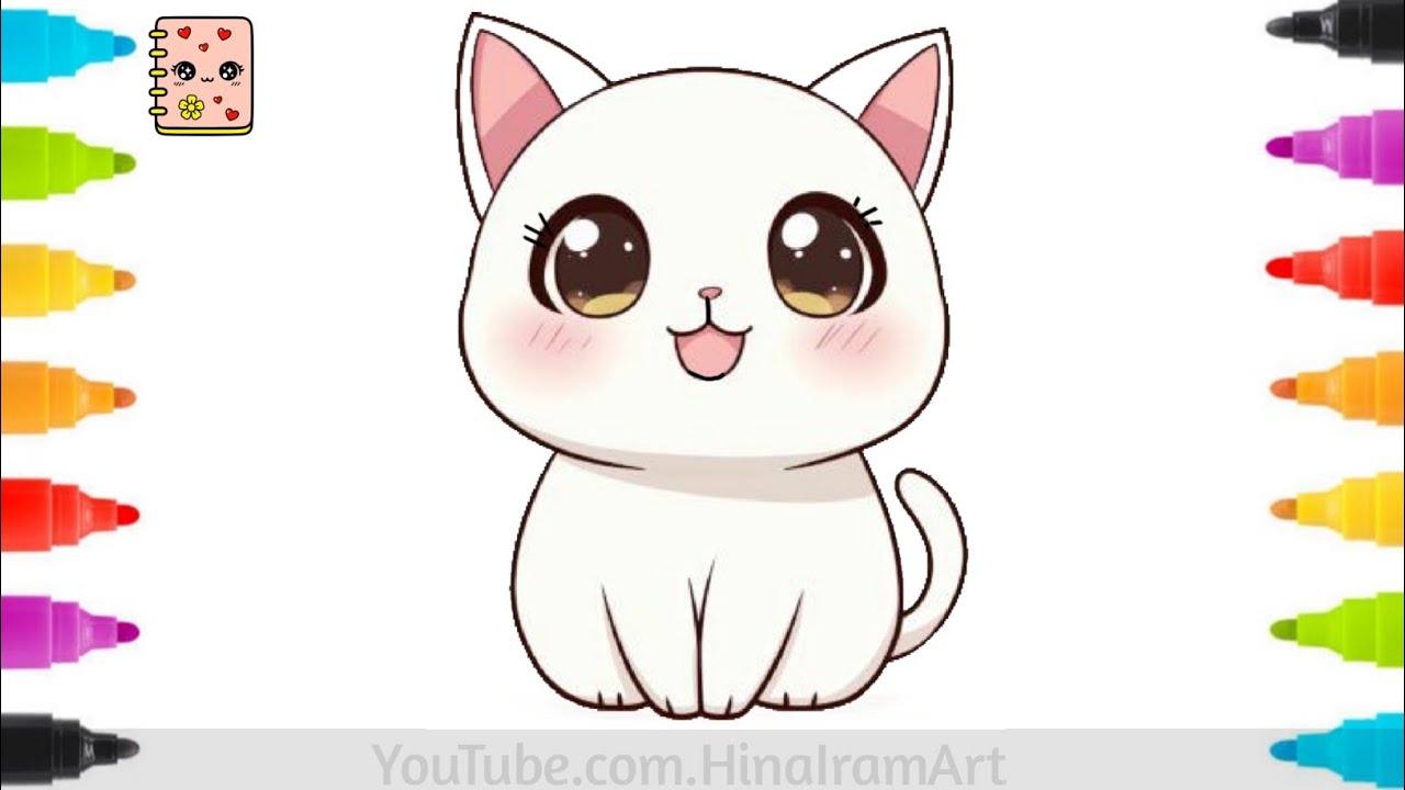 HOW TO DRAW KAWAII CAT EASY DRAWING 🐈 - YouTube