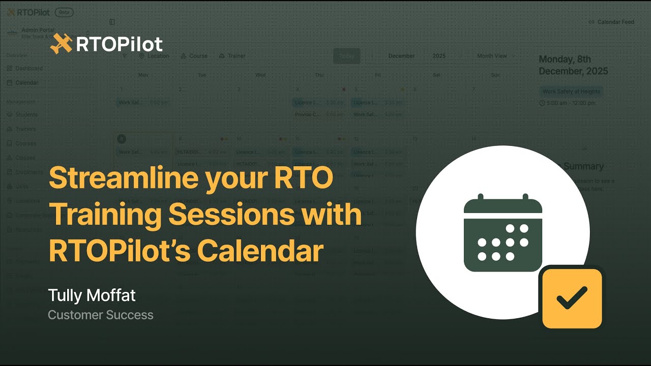 Rto Stream Line Streamline Your RTO Training Sessions with RTOPilot's Calendar - YouTube