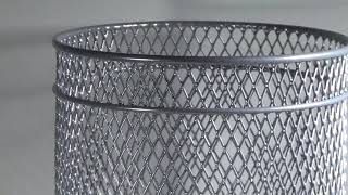Round Mesh Paper Metal Wire Bin - Silver Office Bedroom