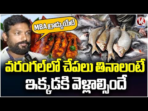 MBA Graduate Selling Different Varieties Of Fish Fry and Curries | Warangal | V6 News - V6NEWSTELUGU