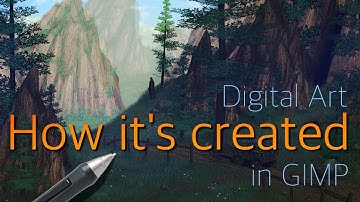 How to Paint Fantasy Illustrations 🏕️ Digital Art Process of Adventure Scene in GIMP Time-Lapse