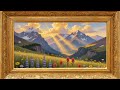 Mountain Wildflower Valley | Gold Framed 4K Art Screensaver | Landscape TV Wallpaper