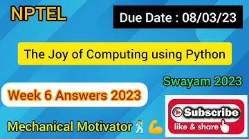 The Joy of Computing using Python  | Week 6 Quiz | Assignment 6 Solution | NPTEL | SWAYAM 2023