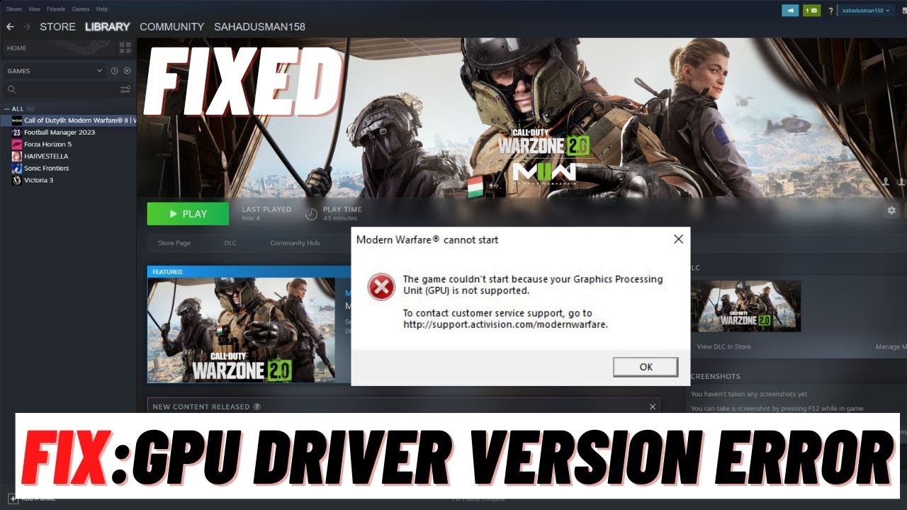 FIX Modern Warfare 2 GPU Driver Version Error