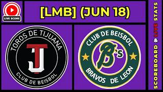 🔴 Toros de Tijuana vs Bravos de León | LMB Baseball June 18, 2026 Live SCOREBOARD EN VIVO